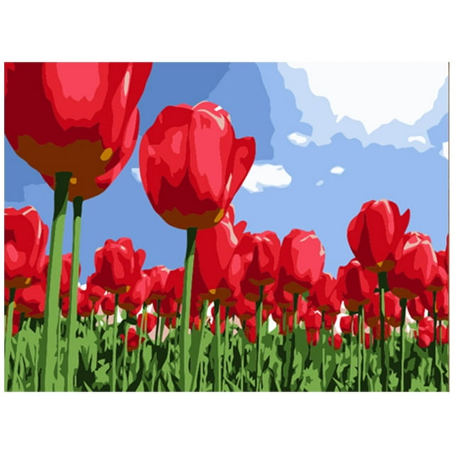 16 x 20 Inch DIY Oil Painting on Canvas Paint by Number Kit Beautiful Flower Pattern for Adults Kids Beginner Craft Home Wall Decor Gift Frameless,Type 3