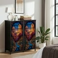 thumbnail image 6 of Dresser for Bedroom with 4 Storage Drawers SouthStained Glass Art Canyon Desert River Chest of Drawers Steel Framed Fabric Closet Organizers for Entryway Western Decor, 6 of 7