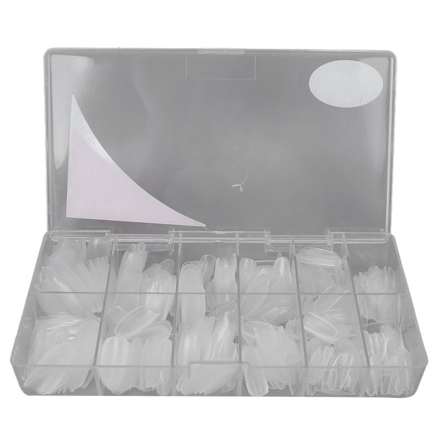 504 uñas postizas extra largas, esmeriladas, ovaladas, finas, de cobertura completa, transparentes.