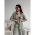 thumbnail image 2 of 2 Piece Outfits for Women Casual Lounge Sets Long Sleeve Button Down Shirts and Wide Leg Pants Sets  Green L, 2 of 8