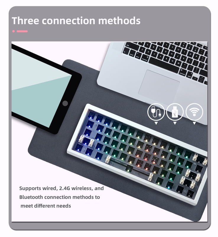 ZUOYA Gmk61 Mechanical Keyboard Kit Hot-swappable 3-mod Bluetooth 2.4G Wireless RGB Backlit Gasket Structure Keyboard