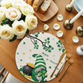 thumbnail image 2 of St. Patrick's Day Round Placemats Set of 2 for Dinning Tables,Heat-proof Braided Table Mats 15 Inch,Green Gnomes Shamrock Gold Coin Beige Washable Place Mat for Kitchen Restaurant Party Table Decor, 2 of 9