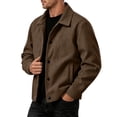 thumbnail image 5 of GrmtClth Mens Corduroy Heritage Trucker Jacket Long Sleeve Snap Closure Relaxed Silhouette Road Trip Leisure Outerwear Brown L, 5 of 10