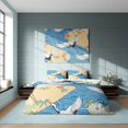 thumbnail image 3 of Crane Funda Nórdica Japonesa Juego de Cama, Oriental Patrón Manta Cubierta Océano, 3 of 9
