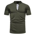thumbnail image 2 of Birdeem Chemise Décontractée à Manches Courtes Col Montant Ajustée Unie pour Hommes, 2 of 12
