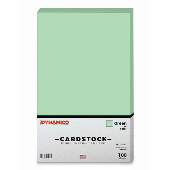 Green 8.5 x 14" Pastel Color Cardstock Paper - for Cards and Stationery Printing | Medium to Light Weight Card Stock 67 LB Vellum Bristol | 100 Sheets