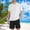 White, variant on Avirosel Men's Workout Athletic Set Quick Dry Short Sleeve Round Neck Top and Mesh Drawstring Shorts Navy