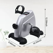 Mini Exercise Bike, Under Desk Bike Pedal Exerciser porable Foot Cycle Arm & Leg Peddler Machine with LCD Screen Displays,Silver