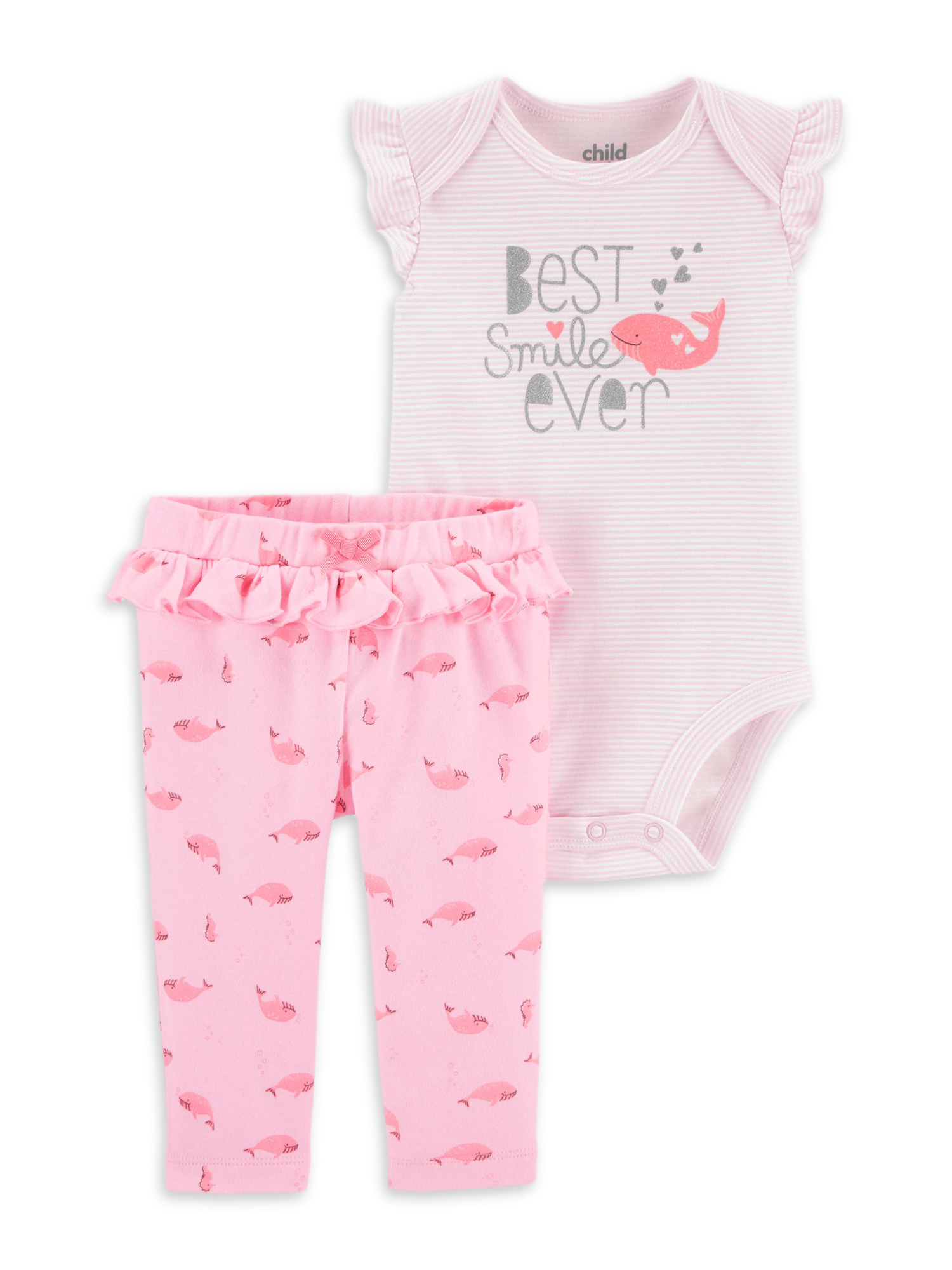 Carter's Child of Mine Baby Girl Flutter Sleeve Bodysuit & Pant Outfit