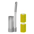 thumbnail image 4 of Juego de 13 escobillas de baño con cabezal de repuesto, soporte de limpieza, almohadilla para cuenco, material PP, montaje en pared, apto para limpiez Gris 12 cabezas amarillas, 4 of 8