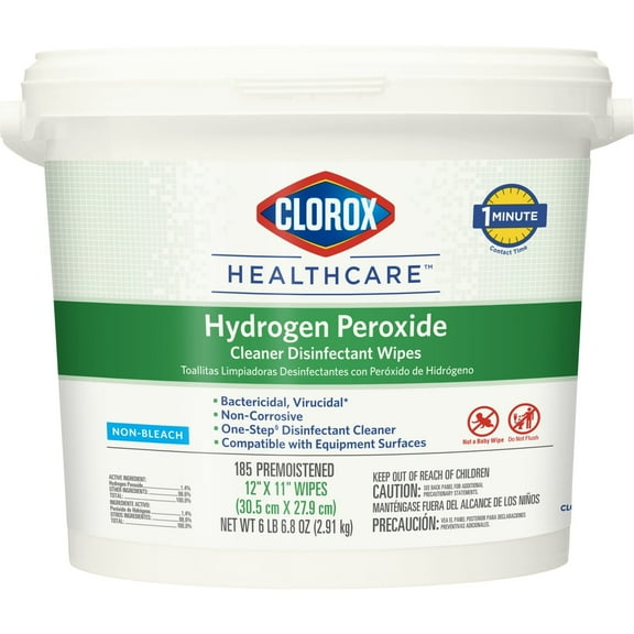 Clorox Healthcare Hydrogen Peroxide Disinfectant Wipes, 185 Count