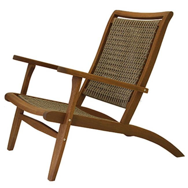 Outdoor Interiors 258719 Wicker & Eucalyptus Lounger Chair&#44; Grey - 36 x 25 x 43 in