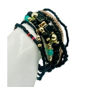 Eli K Multi Row Black Beads Stretch Stacked Bracelets