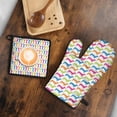 thumbnail image 4 of Colorful Funny Dachshund Kitchen Oven Mitt and Pot Holder Sets 2 Pcs for Baking, Cooking and Grilling, Heat Resistant Up To 392 °F, 4 of 6