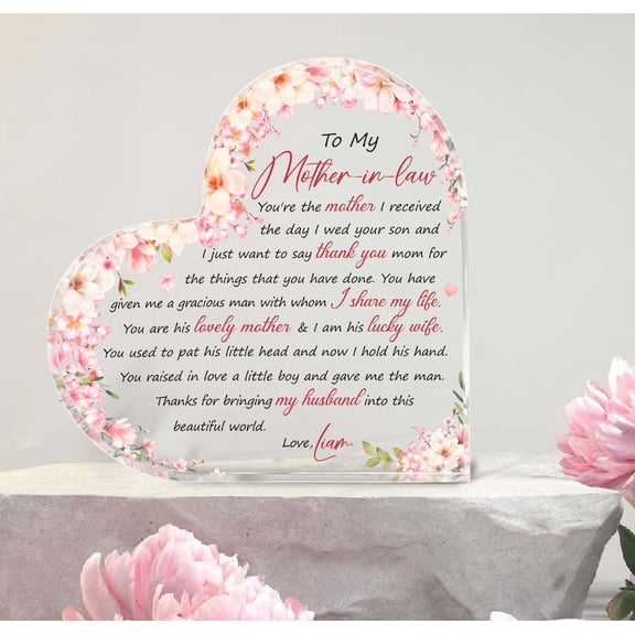 Personalized Mother In Law Heart Acrylic Plaque, Custom Mother In Law Gifts, Christmas Gift For MIL, MIL Gifts, Birthday Gifts