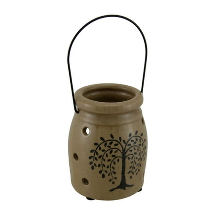 Beige Crackle Finish - Crackle Finish Porcelain Willow Tree Decorative Candle Holder