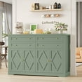 thumbnail image 3 of Hiphuta 55" Wide Coffee Bar with 2 Adjustable Shelves, Modern Farmhouse Sideboard Buffet with 4 Drawers for Living Room, Green, 3 of 7