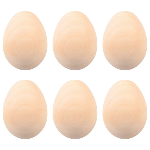 ITSELFER 12pcs Unpainted Wooden Eggs Unfinished Easter Craft Eggs Kids Graffiti Eggs