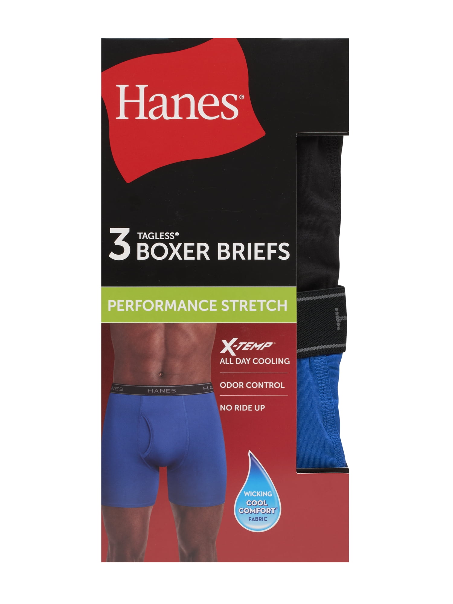 Hanes Men’s Value Performance Stretch Boxer Brief Underwear, Assorted, 3-Pack