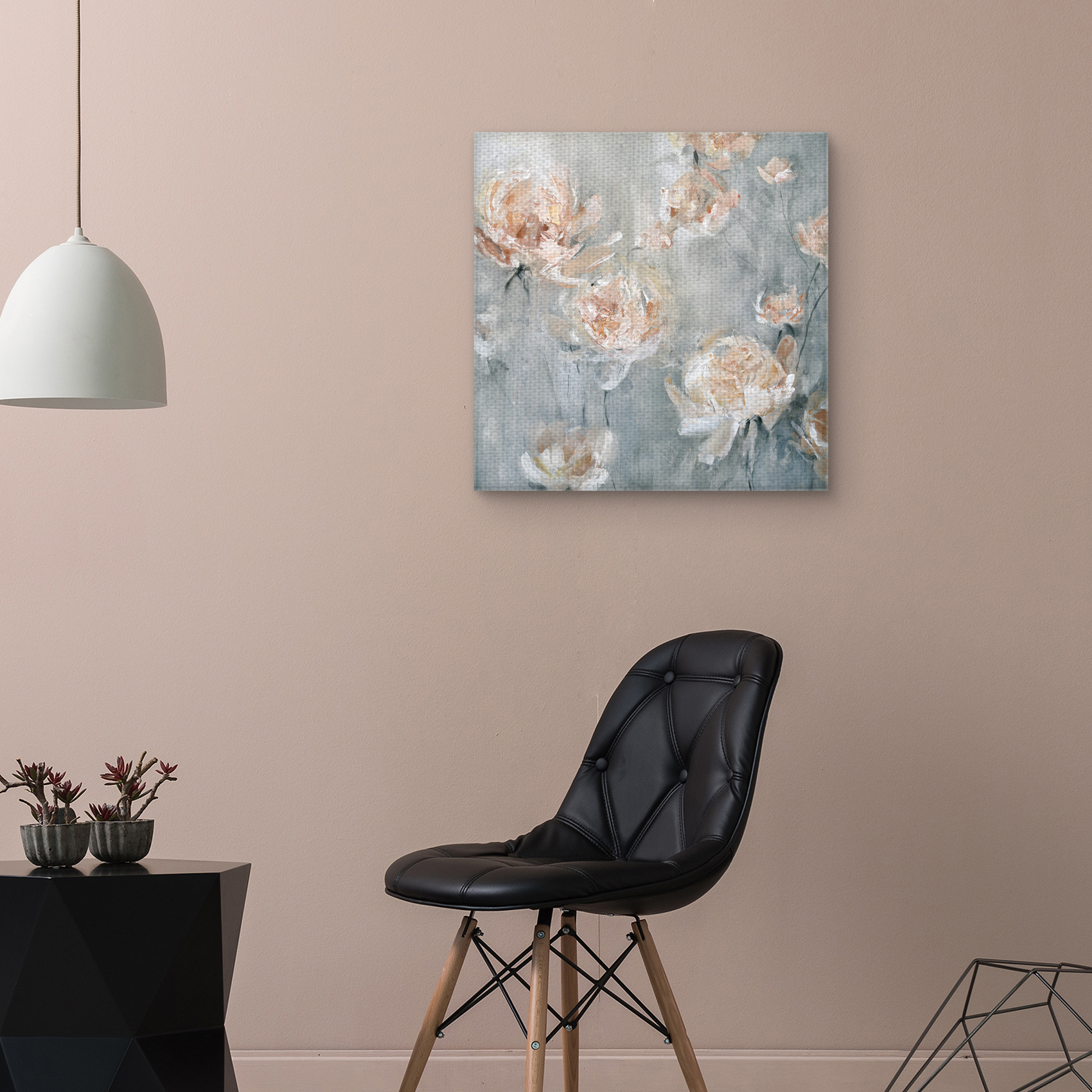Fine Art Canvas Rose Mist on Gray by Carol Robinson Canvas Art Print