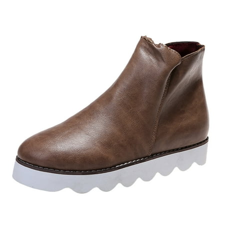 

autumn winter shoes Color Zipper Women Toe Toe Short Non Slip Booties Round Round Flat Solid Shoes Women s Boots