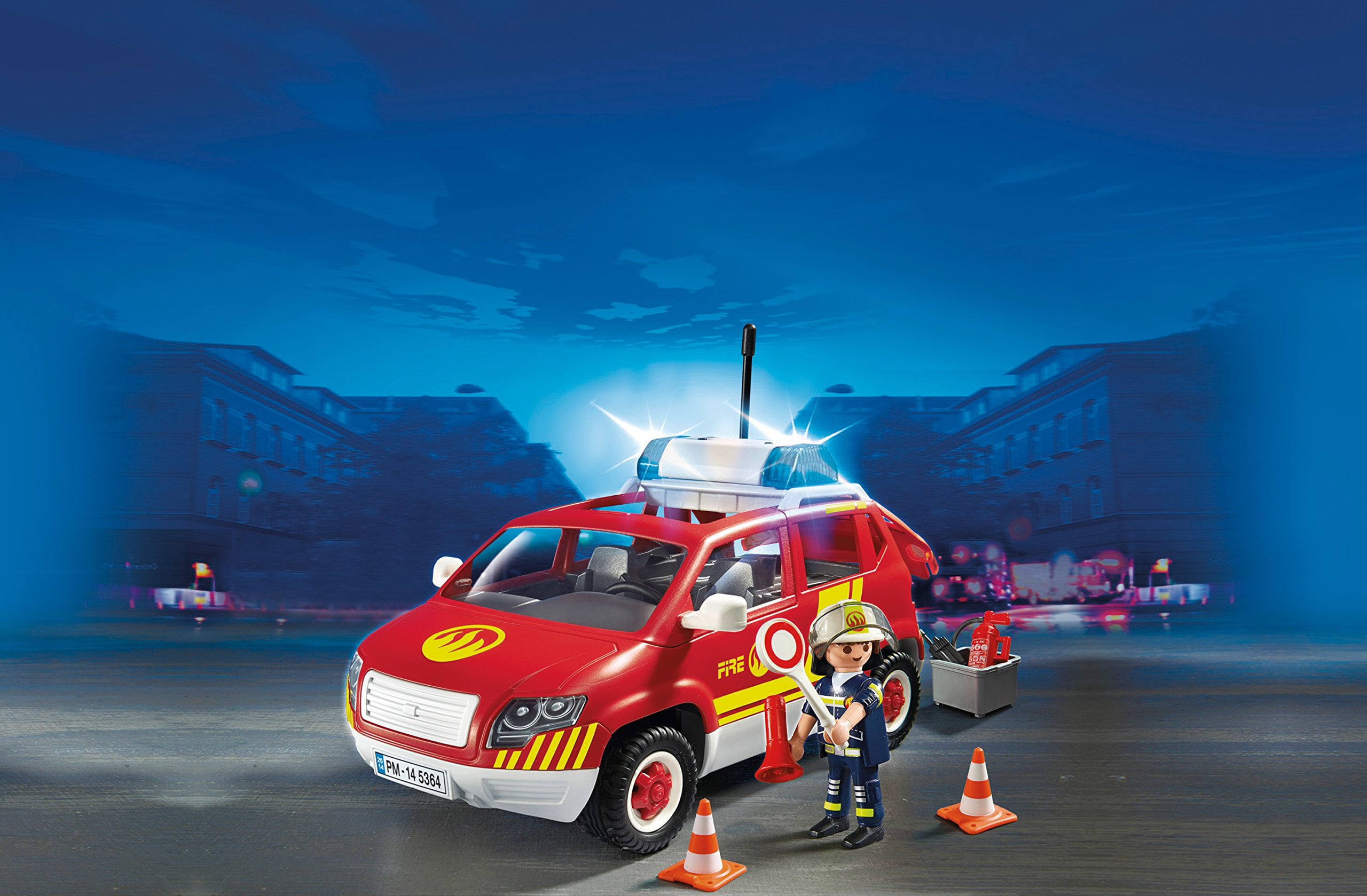  Playmobil Fire Chief and Car Construction Set : Home & Kitchen