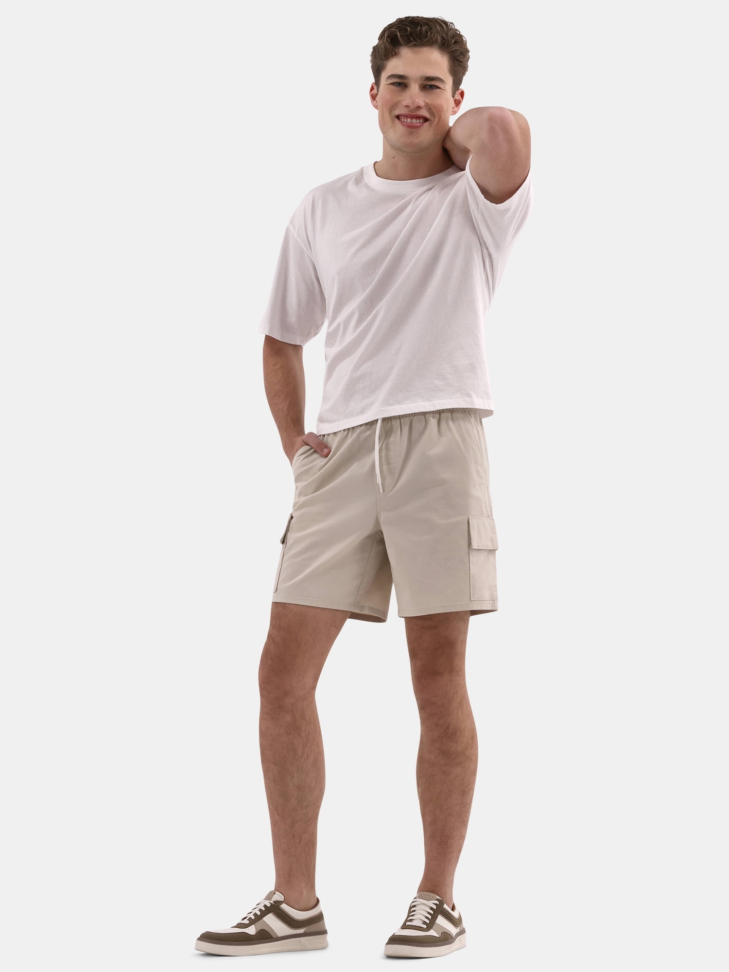 No Boundaries Men's & Big Men's Twill Cargo Shorts, 7" Inseam, Sizes XS-5XL