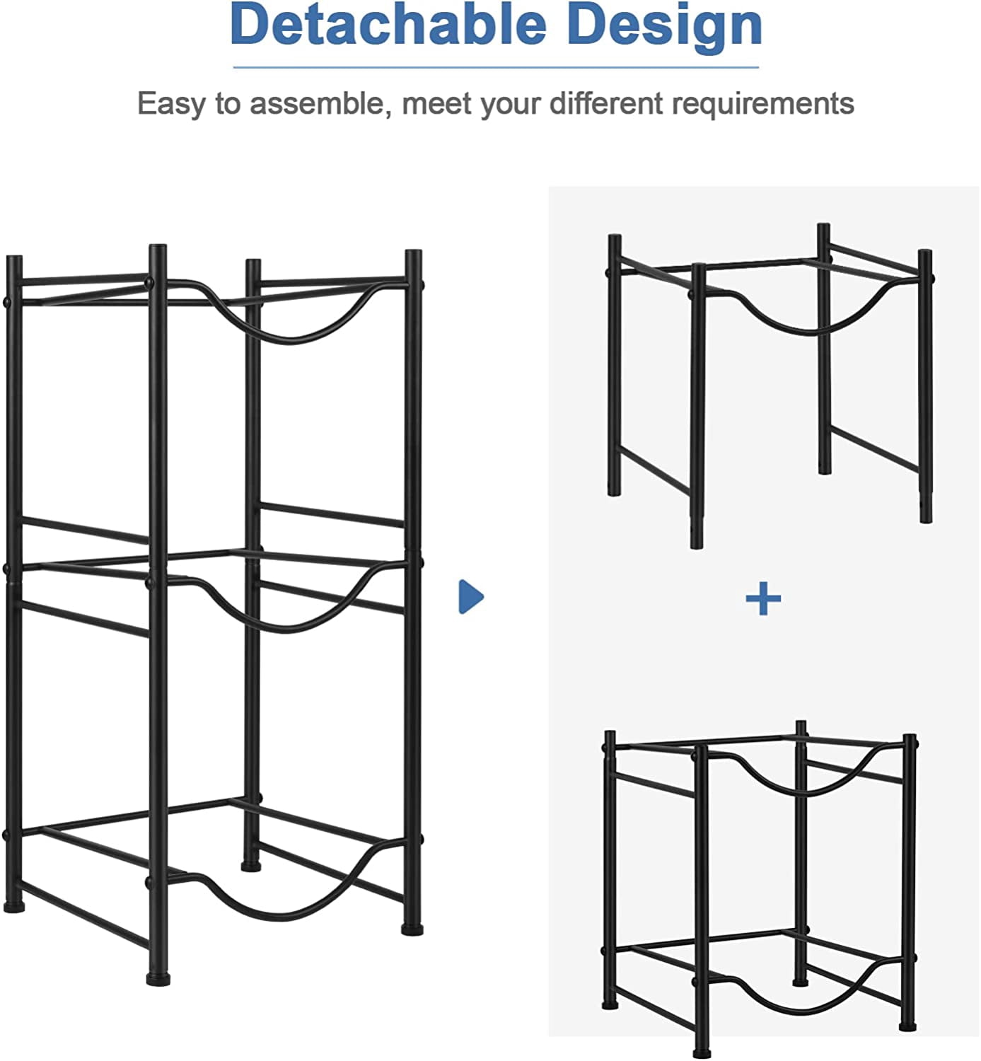 5 Gallon Water Jug Holder 3 Tier Water Cooler Jug Storage Rack, Black