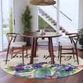 thumbnail image 4 of Hello Spring 6ft Round Rugs, Pastoral Purple Bottle Floral Rustic Burlap Washable Non-Slip Area Rugs for Living Room Bedroom Kitchen, Soft Low Pile Dining Room Kicthen Circle Carpet, Indoor Floor Rug, 4 of 9