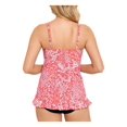 thumbnail image 2 of SWIM SOLUTIONS Women's Coral Printed Stretch Lined  Ruffled Hem Deep V Neck Adjustable Mix It Up Tankini Swimsuit Top 10, 2 of 2