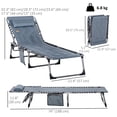 thumbnail image 3 of Outsunny Outdoor Lounge Chair, Folding Chaise Lounge, Patio Padded Tanning Chair with 5-position Adjustable Backrest, Pillow and Pocket for Deck, Beach, Lawn and Sunbathing, Grey, 3 of 9