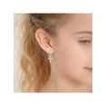 thumbnail image 4 of 925 Sterling Silver Shiny Clear CZ Cross Hoop Dangle Earrings for Teens, 4 of 6