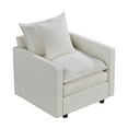thumbnail image 6 of Nmkwnr Single Seat Accent Chair with Pillow, Comfy Upholstered Fabric Reading Chair Armchair for Office, Bedroom, Living Room, White, 6 of 11
