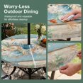 thumbnail image 5 of Round Outdoor Tablecloth with Umbrella Hole and Zipper, Teal Blue Brown Beach Coastal Tablecloth with Elastic Waterproof, Nautical Shell Starfish Coral Summer Patio Table Covers for 36" - 44" Tables, 5 of 9