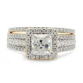 thumbnail image 6 of AFFY 1.50CT Princess & Round Moissanite Diamond Halo Bridal Ring Set in 10K Solid Yellow Gold-5.5, 6 of 10
