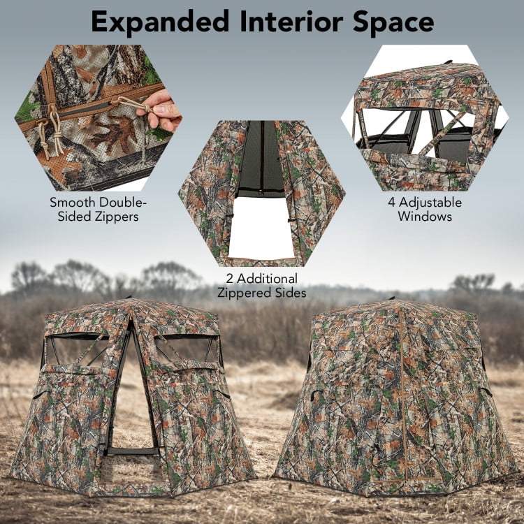 Topcobe 360° One Way See Through Ground Hunting Blind for Deer and Turkey Hunting, Waterproof Camping Tents Easy Setup