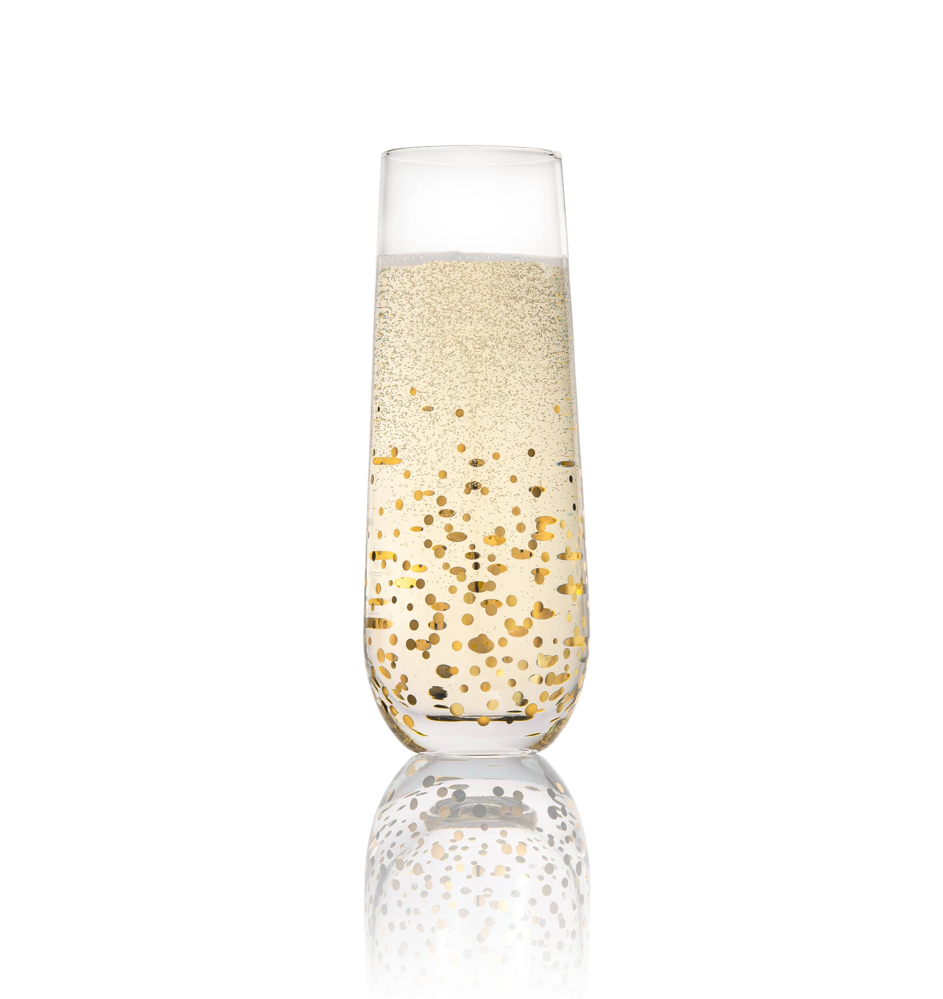 Mimosa Glasses Set of 4 Trinkware Goldosa Stemless Champagne Flute Glasses With Gold Luster 9oz 