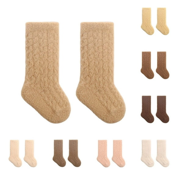 THDHVS Toddler Socks,Girls Socks,Infant Mid-Crew Socks with Furry Lining and Thickened for Ultimate Cold Protection Warm Socks for Newborns and Toddler During Winter Season White XS