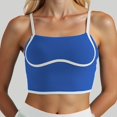 thumbnail image 5 of HNMKIU Women's Square Neck Longline Workout Camisole with Sports Bra Support Crop Yoga Top Built in Bra Tank Tops for Women Blue,XL, 5 of 5