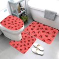 Bathroom Rugs Sets 3 Piece Ladybugs On Red Polka Dot Absorbent Non