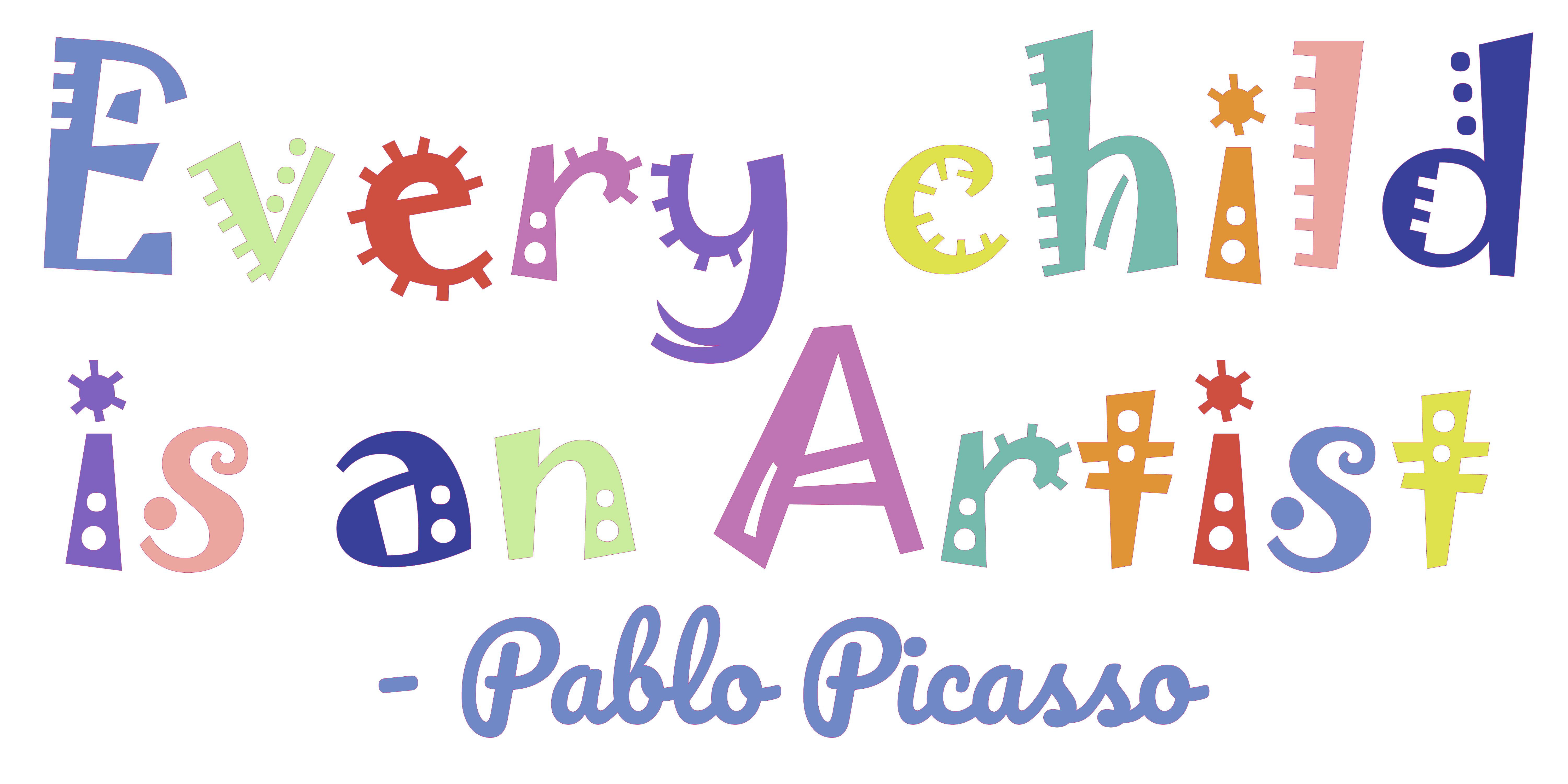 Every Child is an Artist Decal Children Artwork Display Decal Picasso Quote  Wall Sticker Printed Wall Decal 