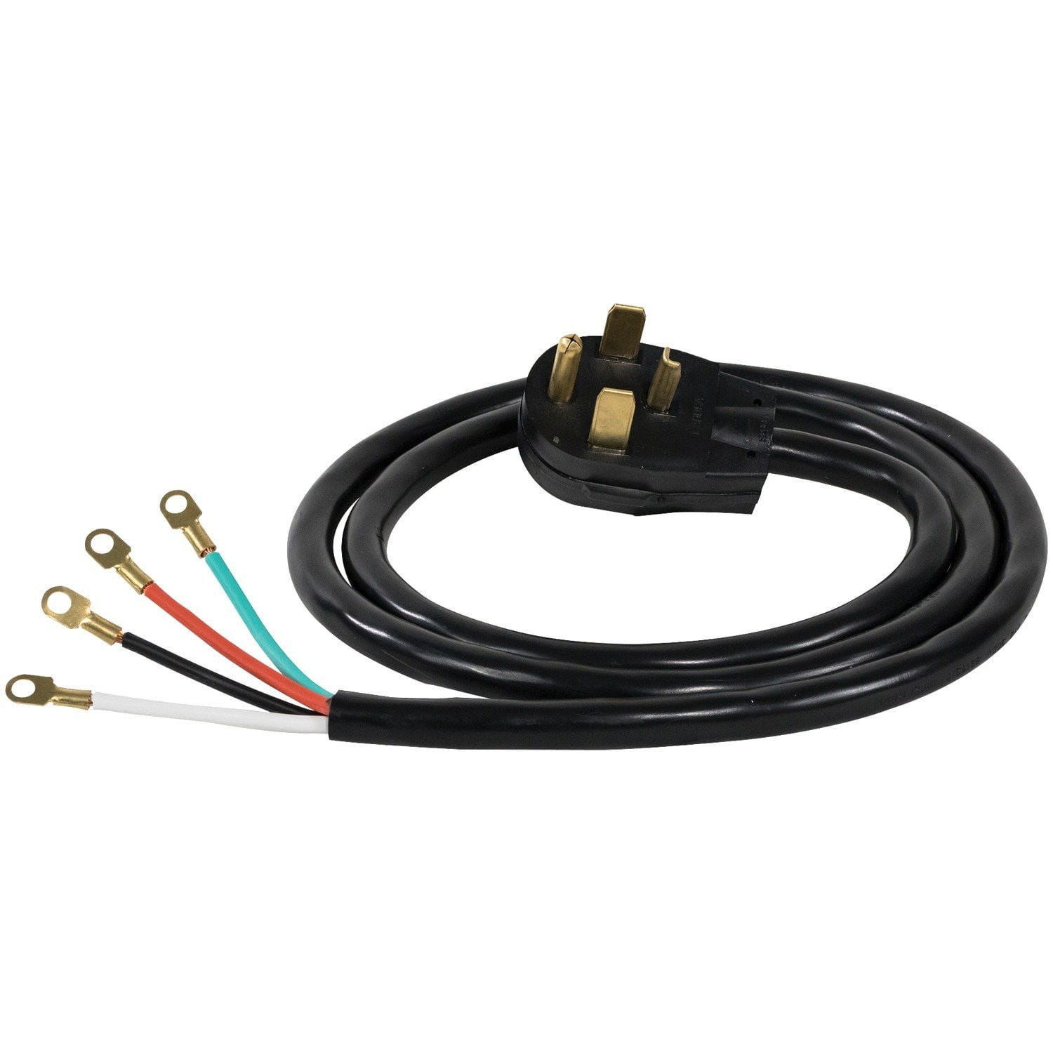 Certified Appliance Accessories 30-Amp Appliance Power Cord, 4 Prong Dryer Cord, 4 Color Coded Wires with Eyelet Connectors, 6ft, Copper Wire