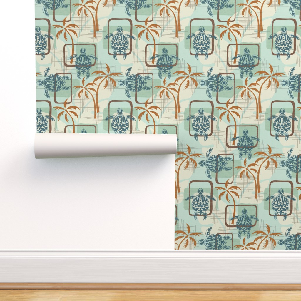 Peel-and-Stick Removable Wallpaper Hawaiian Turtle Beach Decor Palm