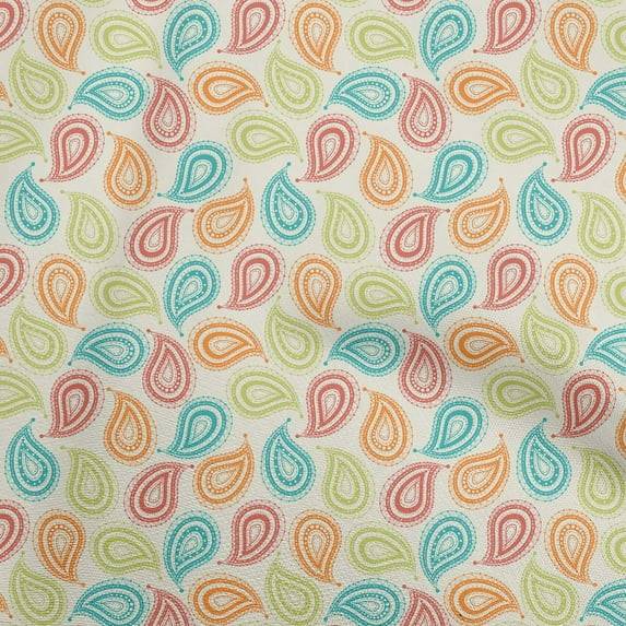 oneOone Cotton Poplin Beige Fabric Paisleys Sewing Craft Projects Fabric Prints By Yard 56 Inch Wide