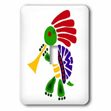Kokopelli Plate - 3dRose Funny Turtle Dancing Kokopelli and Playing Horn Socket Plate