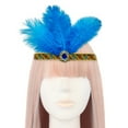 thumbnail image 6 of Mardi Gras Headband Feathered Crystal Flapper Headpiece for Masquerade Party Oversized Feathered Elastic Headband, 6 of 8