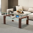 thumbnail image 2 of Glass Coffee Table with Lower Shelf, SEGMART Clear Rectangle Glass Coffee Table, Modern Coffee Table with Metal Legs, Rectangle Center Table Sofa Table Home Furniture for Living Room, 2 of 13