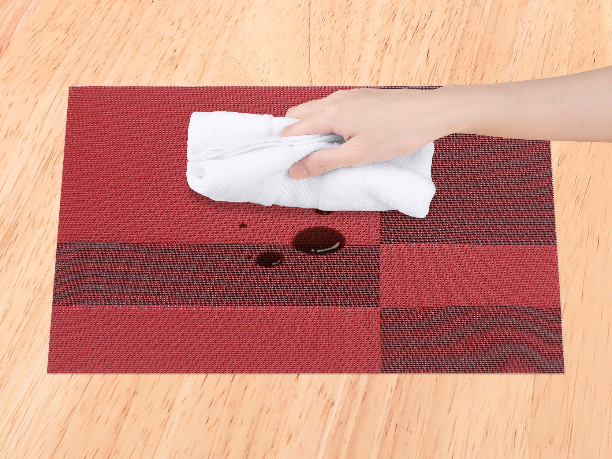 Unique Bargains Set of 8 Placemats for Kitchen Table Decor Red