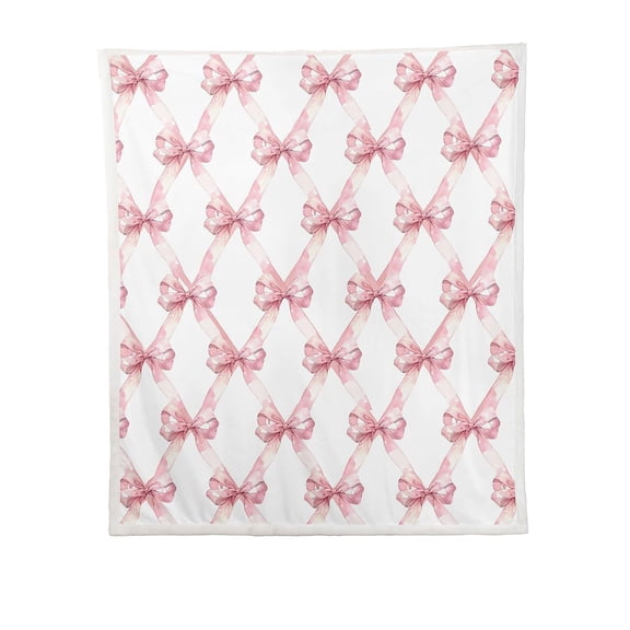 Chanana Pink Bow Fuzzy Blanket Cute Bowknot Throw Blanket Bowtie Cozy Flannel Blanket for Valentine's Day Home Bed Sofa Couch Chair, 39.4 x 29.5 Inch