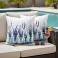 thumbnail image 4 of Spring Lavender Flower Outdoor Waterproof Pillow Covers, Botanical Floral Plant Vase Decorative Square Throw Pillowcase Sofa Cushion Sham for Patio/Couch/Chair, 20"x20" 2 Pack, 4 of 8
